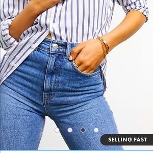 ASOS high rise stretch slim straight jeans midwash